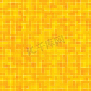 黄色几何纹理摄影照片_抽象彩色几何图案，橙色、黄色和红色石器马赛克纹理背景，现代风格墙背景。