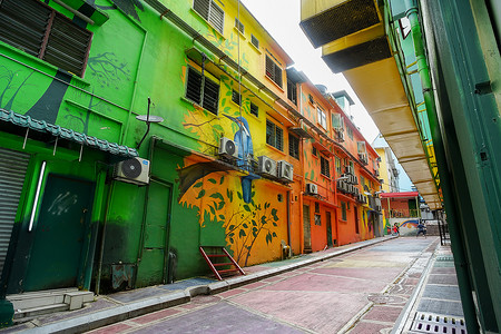 马来吉隆坡市阿罗街著名的街头艺术