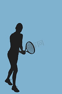 女运动员打网球的复合图像