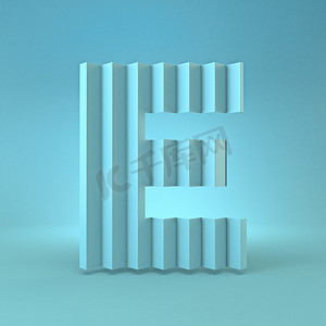 冷蓝色字体字母 E 3D