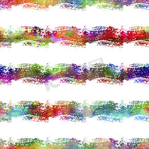 彩虹色水彩画笔条纹无缝图案田庄几何设计。