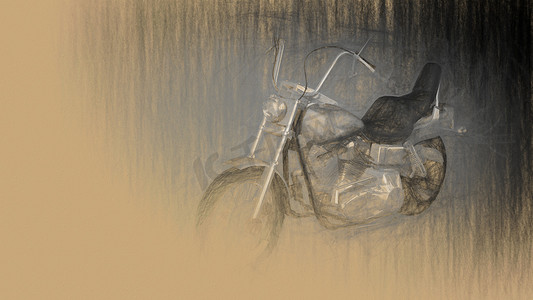 摩托车海报摄影照片_摩托车的 3d 插图
