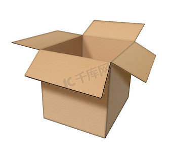 包装盒展开图摄影照片_孤立的瓦楞纸箱