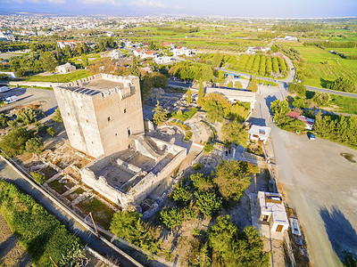塞浦路斯利马索尔科洛西中世纪城堡鸟瞰图
