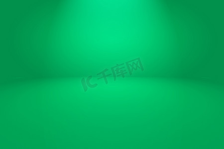 简单绿色渐变摄影照片_绿色渐变抽象背景空房间，为您的文字和图片提供空间。