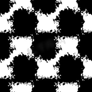 黑色条纹格子摄影照片_格子画笔无缝图案 Grange 极简主义检查黑色几何设计。