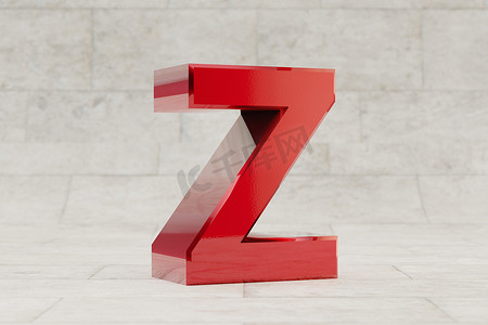 红色 3d 字母 Z 大写。