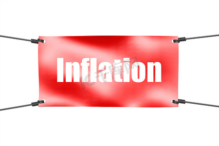 通货膨胀词与红色横幅