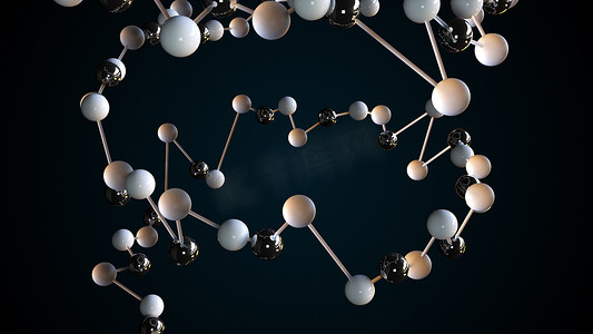 dna分子链摄影照片_连接的原子和分子链