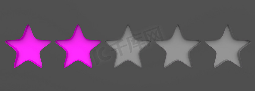 3d 彩色背景上的两颗紫色星。