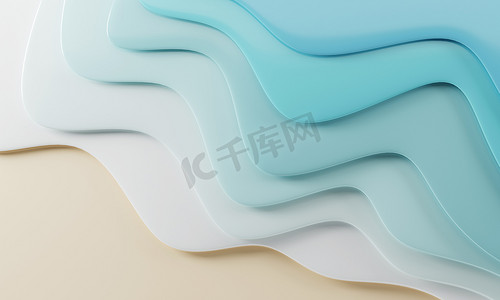剪纸水波形状风格海图案，现代折纸设计模板