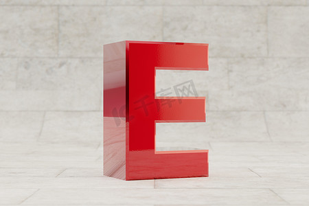 红色 3d 字母 E 大写。