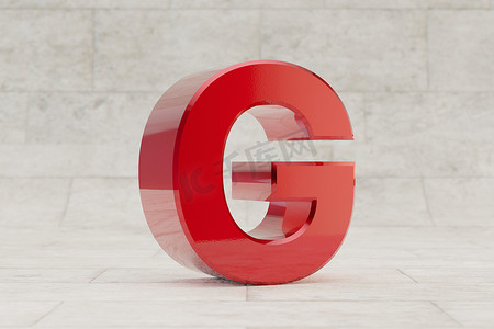 红色 3d 字母 G 大写。