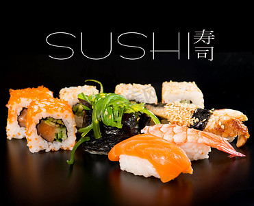 寿司食物摄影照片_寿司套