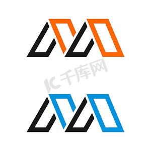 M 字母矢量标志模板插画设计。