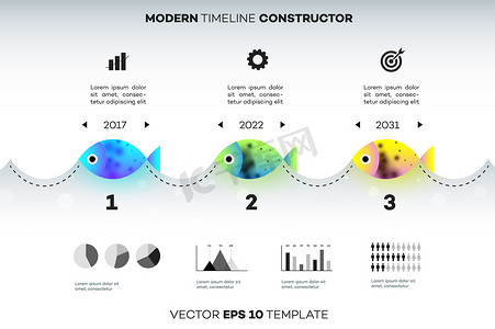 信息图标矢量图摄影照片_渔业的现代信息图表时间线构造器。