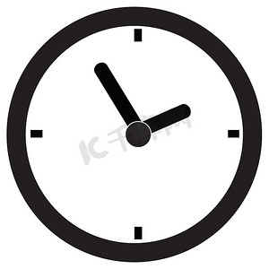 白色背景上的时钟图标矢量图标。