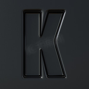 黑色雕刻字体字母 K 3D