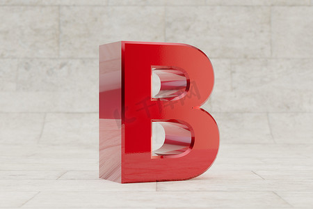 红色 3d 字母 B 大写。