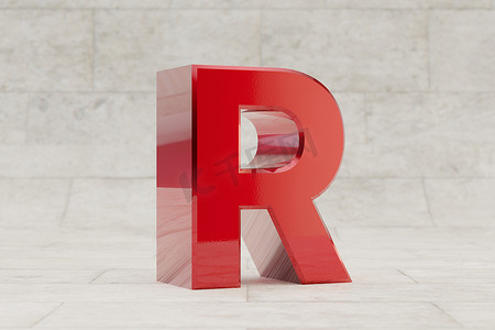 红色 3d 字母 R 大写。