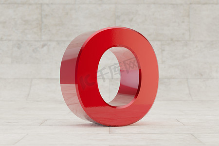 红色 3d 字母 O 大写。
