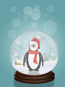 圣诞水晶球中的企鹅