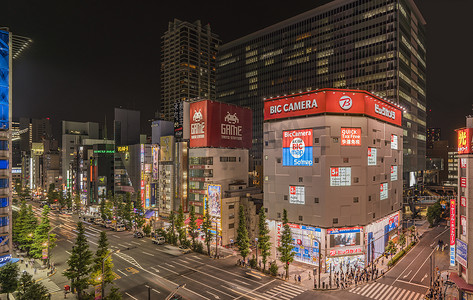 日本东京 — 2018年7月11日：秋叶原空中夜景