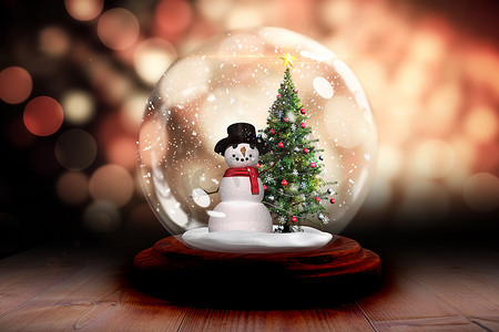 雪球摄影照片_雪球里的圣诞树