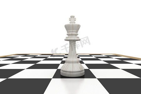 游戏王龙卡摄影照片_国际象棋棋盘上的白王