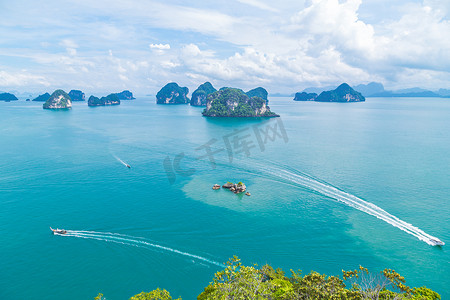 Koh Hong 岛观点指向美丽的风景视图 360 度，泰国。