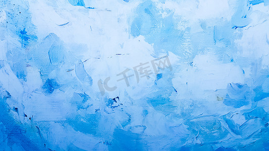 手绘背景蓝色摄影照片_艺术细节蓝色抽象油画背景。