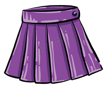 紫色衣服摄影照片_紫色女裙，插图，白色背景矢量