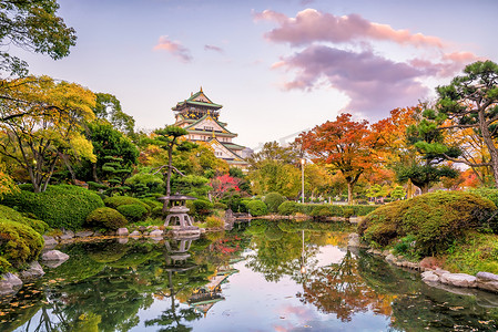 秋天日本摄影照片_大阪的大阪城