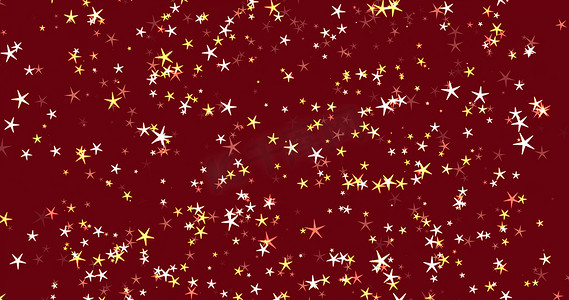 圣诞节和新年的红色背景与白色和黄色的星星。