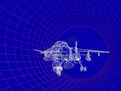 3d飞机模型摄影照片_风洞中的飞机模型
