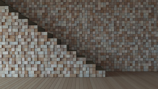 楼梯照片墙摄影照片_室内设计客厅的 3d 渲染图像