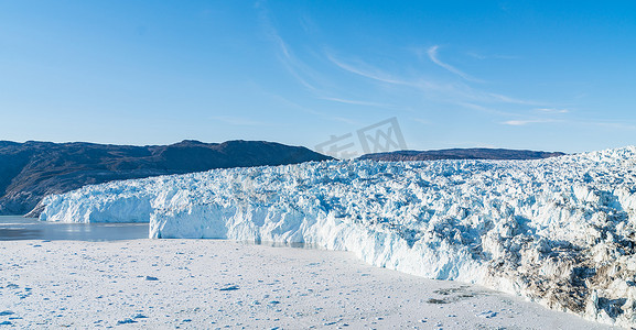 贾冰摄影照片_西格陵兰 Eqi 冰川的格陵兰冰川前缘又名伊卢利萨特冰川