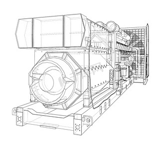 柴油发电机摄影照片_大型工业柴油发电机