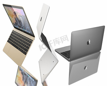 电脑操作系统摄影照片_MacBook Air 新款金色、银色和深空灰色