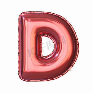 字体摄影照片_红色金属气球字体 Letter D 3D