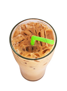 冰牛奶咖啡，泰国著名饮料，隔离在白色