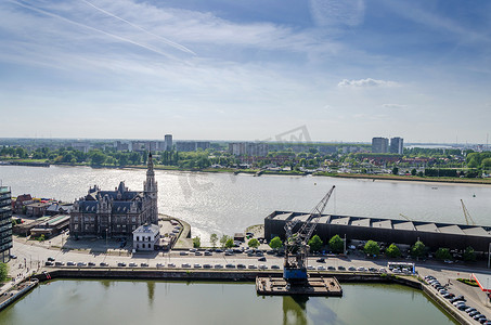 比利时安特卫普市的鸟瞰图