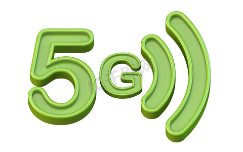 绿色电脑背景摄影照片_绿色5G图标3D