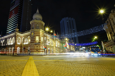 国家纺织博物馆的夜景，吉隆坡市，M