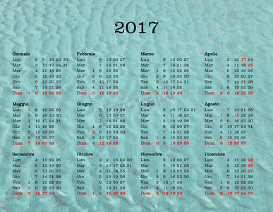 2017 年日历-意大利有海背景