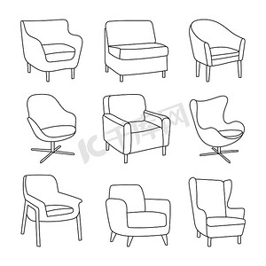 手绘椅子套装-不同类型的椅子