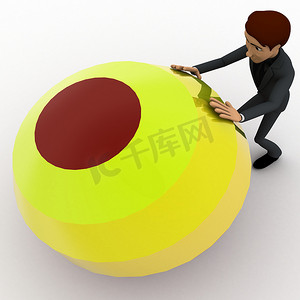 球3d立体摄影照片_3d 立体人推彩色球概念