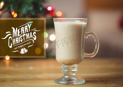 圣诞快乐和新年快乐的数字合成图像与一杯咖啡