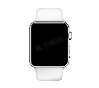 隔离白色带银色铝壳智能手表