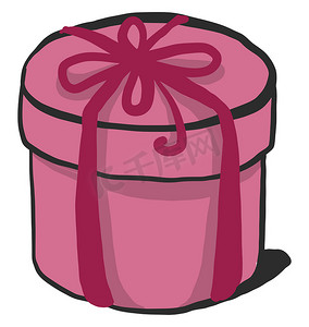 圆形粉色礼品盒，插图，白色背景矢量
